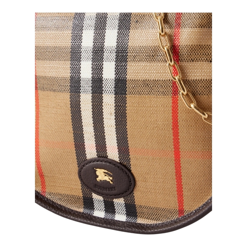 BURBERRY Leather trimmed  coated canvas shoulder bag Sand Color - Picture 8 of 16